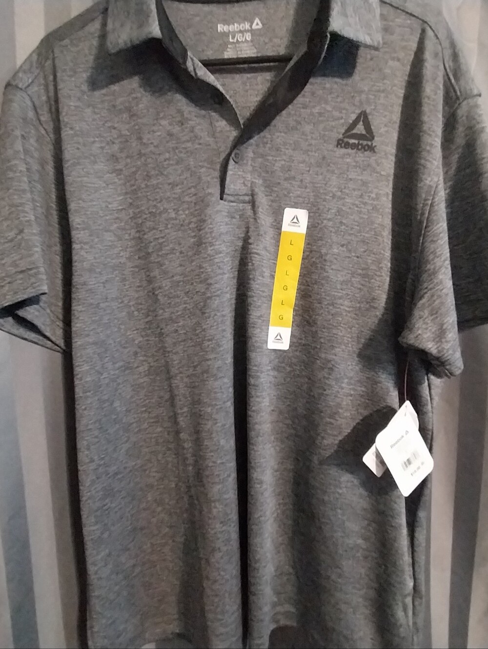 NWT Reebok Men’s Heather Gray Polo Shirt with Logo
